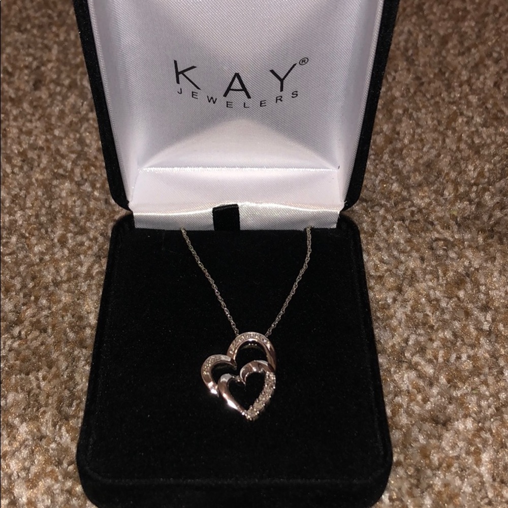 Kay jewelers 925 ss double heart necklace